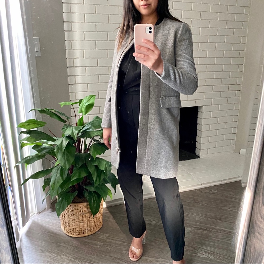 Wool Blend Collarless Coat